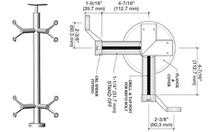 CRL Brushed Stainless 42" P6 Series Spider 90 Degree Corner Post Railing Kit