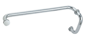CRL Polished Chrome 6" Pull Handle and 18" Towel Bar BM Series Combination With Metal Washers