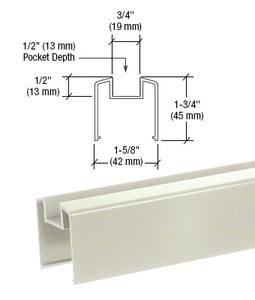 CRL Oyster White 200, 300, 350, and 400 Series Bottom Rail for Glass 241" Long