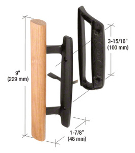 CRL Wood/Black Mortise-Style Handle 3-15/16" Screw Holes