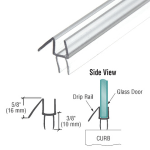 CRL Clear Co-Extruded 36" Bottom Wipe with Drip Rail for 3/8" Glass- 10/Box