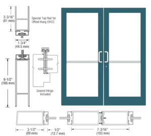 CRL-U.S. Aluminum Custom KYNAR® Paint Custom Pair Series 400 Medium Stile Geared Hinge Entrance Doors for Overhead Concealed Door Closers