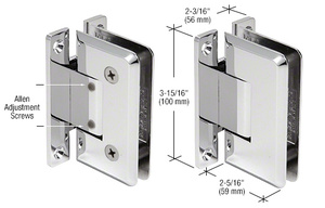 CRL Chrome Cologne 337 Series Adjustable Wall Mount 'H' Back Plate Hinge