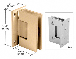 CRL Satin Brass Geneva 537 Series Wall Mount Full Back Plate Standard Hinge With 5 Degree Offset