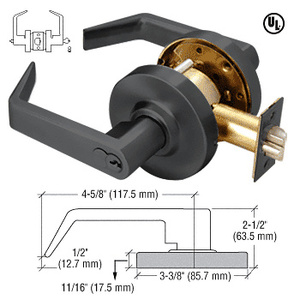 CRL Matte Black Heavy-Duty Grade 1 Lever Locksets Entrance - 7-Pin SFIC