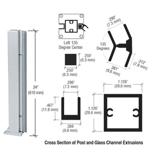 CRL Satin Anodized 24" 135 Degree LH Center Design Series Partition Post