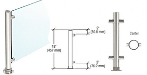 CRL Polished Stainless 18" High 1-1/2" Round PP45 Contemporary Series Straight Front Counter/Partition Center Post