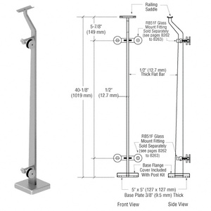 CRL Brushed Stainless Right End P5 Series Post Railing Kit