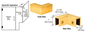 CRL Unlacquered Brass 90 Degree "Sleeve Over" Glass Clamp