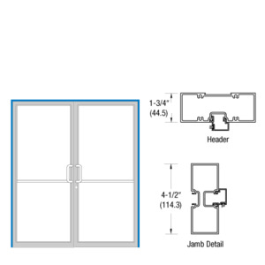 CRL-U.S. Aluminum Clear Anodized Tubular Up and Over Double Door Frame Prepped for Pair DH009 Butt Hinges and Flush Bolts
