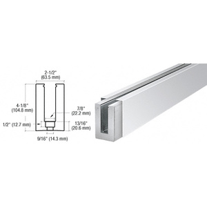 CRL B5S Series Polished Stainless Custom Square Base Shoe Drilled for 1/2" Glass