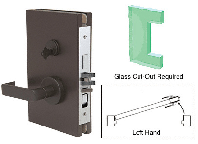 CRL Dark Bronze 6" x 10" LH Center Lock With Deadlatch in Entrance Lock Function