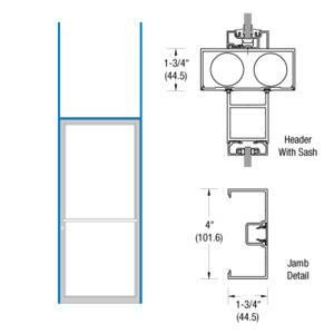 CRL-U.S. Aluminum Bronze Black Anodized 1-3/4" x 4" Open Back H-Frame for Single Door Prepped for Center Hung Overhead Concealed Closer and DH129 Strike