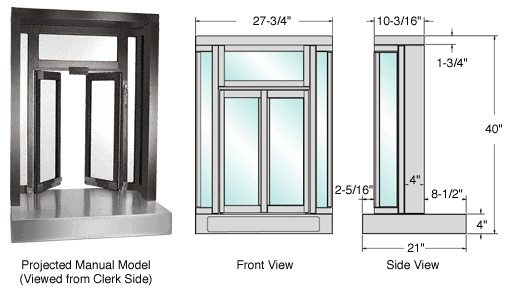 CRL Duranodic Bronze Anodized Manual Projected Bi-Fold Service Window