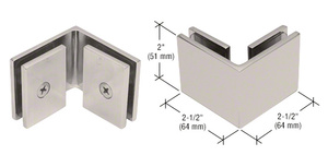 CRL Satin Nickel Square 90 Degree Glass-to-Glass Clamp