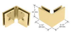 CRL Polished Brass Square 90 Degree Glass-to-Glass Clamp