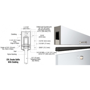 CRL Custom Aluminum Smoke Baffle Base Shoe with Polished Stainless Cladding for 1/2" Glass