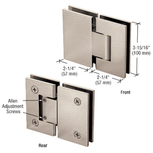 CRL Brushed Nickel Vienna 380 Series Adjustable 180 Degree Glass-to-Glass Hinge