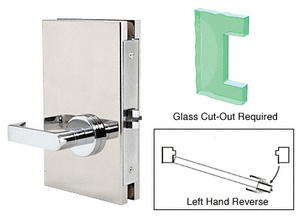 CRL Polished Stainless 6" x 10" LHR Center Lock With Deadlatch in Passage Lock Function