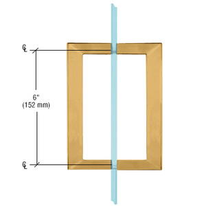 CRL Polished Brass 6" x 6" SQ Series Square Tubing Back-to-Back Pull Handle
