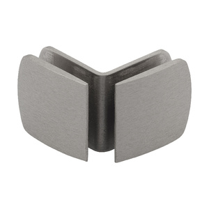 Brushed Nickel 2 1/2" X 2" Cambered Face 90° Glass To Glass Clip