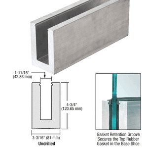 CRL Mill Aluminum L21S Series 118-1/8" Long Standard Square Base Shoe Undrilled for 27/32" Glass