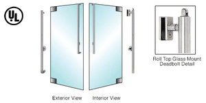 CRL-Blumcraft® Brushed Stainless DB170 Series Left Hand Reverse Glass Mount Cylinder/Thumbturn "J" Roll Top Deadbolt Handle