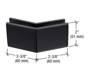 CRL Matte Black 2-3/8" x 2" 135 Degree Outside Corner Mall Front Clamp