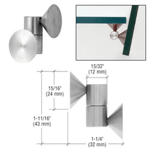 CRL Brushed Stainless UV Glass-to-Glass Cone Hinge - 15/16" (24 mm) Cone
