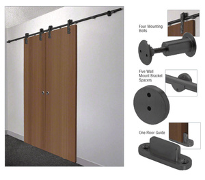 CRL Matte Black Laguna Sliding Door Hardware Adaptor Kit for Wood Doors