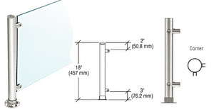 CRL Polished Stainless 18" High 1-1/2" Round PP45 Contemporary Series Straight Front Counter/Partition Corner Post