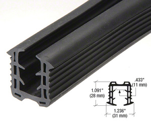 CRL Roll Form Cap Rail Black Rubber Insert for 1/2" (12 mm) Monolithic Glass and 9/16" (12 mm) Laminated Glass