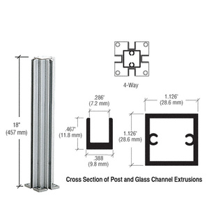 CRL Satin Anodized 18" 4-Way Design Series Partition Post