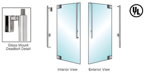 CRL-Blumcraft® Brushed Stainless Right Hand Reverse Glass Mount Keyed Access "JS" Exterior Top Securing Deadbolt Handle