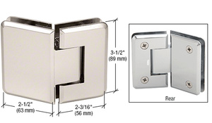 CRL Polished Nickel Pinnacle 045 Series 135 Degree Glass-to-Glass Standard Hinge