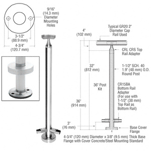 CRL Polished Stainless 36" CRS Stainless Steel 135 Degree Angle Post Kit
