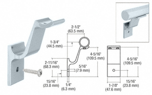 CRL Mill Quick Connect Aluminum Hand Rail Bracket for 1-1/2" Diameter Tubing