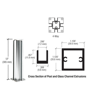 CRL Brite Anodized 12" 4-Way Design Series Partition Post