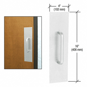 CRL 3/4" Diameter Clear Anodized 8" Pull Handle with 4" x 16" Pull Plate