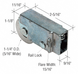 CRL 1-1/4" Steel Sliding Glass Door Roller with 11/16" Wide Housing for Crossly Doors