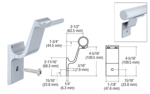 CRL Clear Anodized Quick Connect Aluminum Hand Rail Bracket for 1-1/2" Diameter Tubing