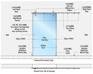 CRL Matte Black Laguna Series Wall Mount Single Slider Kit