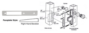 CRL Aluminum Right Hand Beveled Faceplate for DL2110 Series Long Throw Deadlocks