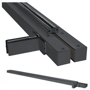CRL Black Powder Coated Custom Size Double Door Wall-to-Glass Floating Header With Fin Brackets