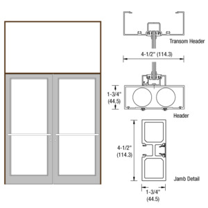 CRL-U.S. Aluminum Dark Bronze/Black Anodized Class 1 75-1/2" x 126" Series DF800 Tubular Center Hung Transom Frame Complete (2FT)