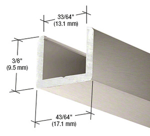 CRL Brushed Nickel Frameless Shower Door Aluminum Regular U-Channel for 1/2" Thick Glass