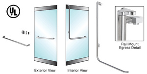 CRL-Blumcraft® Brushed Stainless Left Hand Reverse Rail Mount Keyed Access "A" Exterior Top Securing Electronic Egress Control Handle