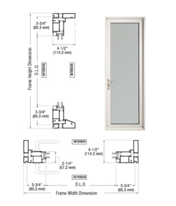 Custom Series 900 White KYNAR® Paint Hinged Left Swing Out Terrace Single Door with 3-3/4" Bottom Rail and Standard Threshold
