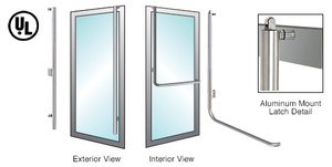 CRL-Blumcraft® Brushed Stainless Left Hand Reverse Aluminum Door Mount Retainer Plate "FS" Exterior, Top Securing Panic Handle