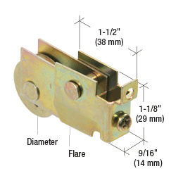 CRL 1-1/8" Steel Ball Bearing Mirror Door Roller with 9/16" Wide Housing for Crest and Manufacturers Mirror Door